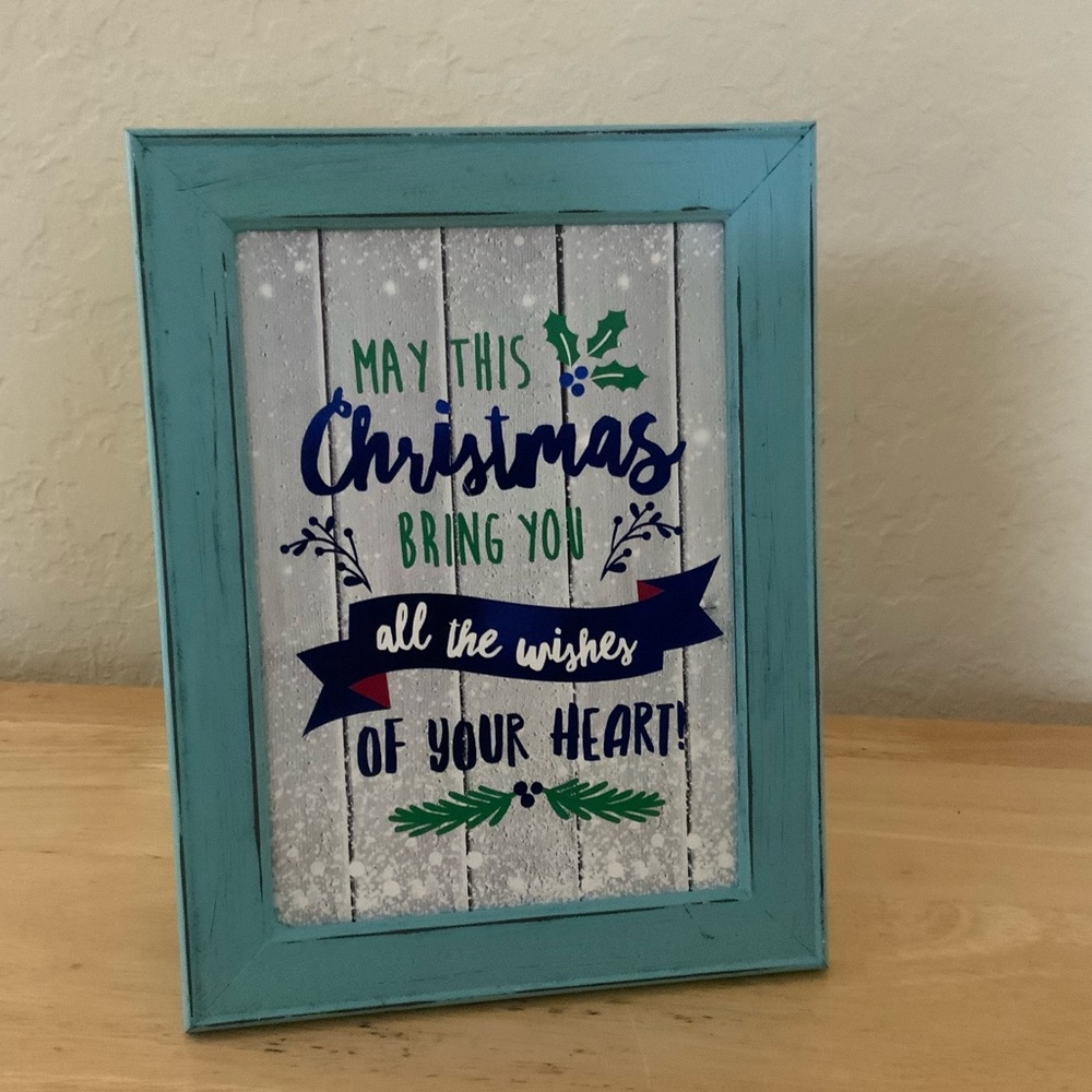 Farmhouse Christmas wishes heart picture 5x7 w/frame